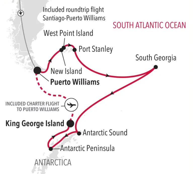 2024-0829 silversea-Puerto Williams to King George Island-map-1