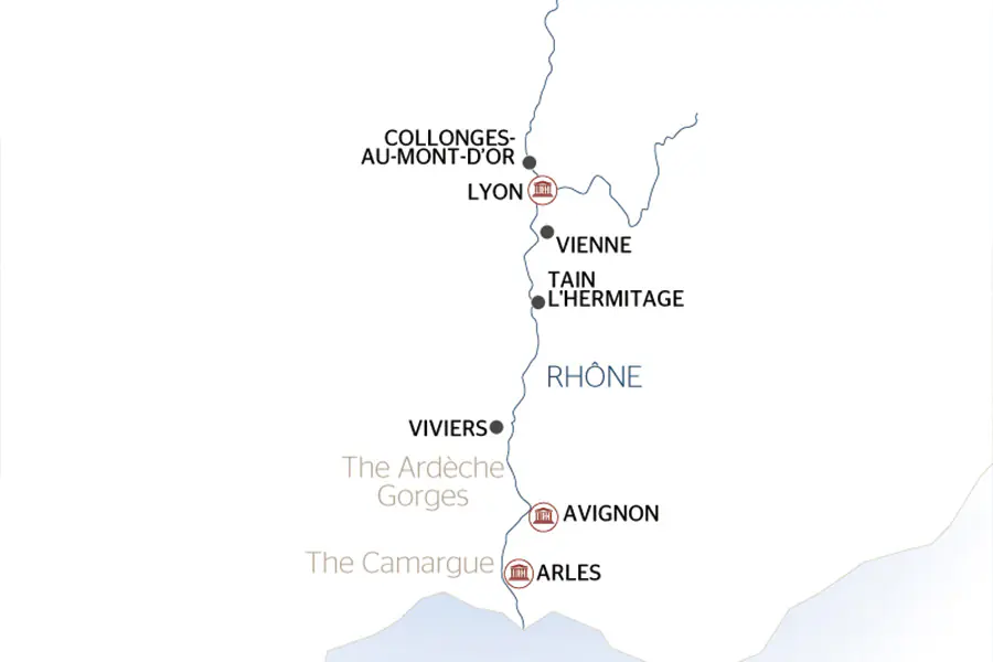 2025-0828-All-the-must-see-sites-on-the-Rhône-between-Lyon,-Provence,-and-the-Camargue-with-a-dinner-at-Paul-Bocuse's-Abbaye-de-Collonges-Restaurant-OFFEREDmap