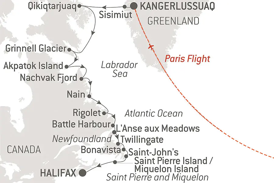 2025-1018-Wilderness from Greenland to the East Coast of Canada-map