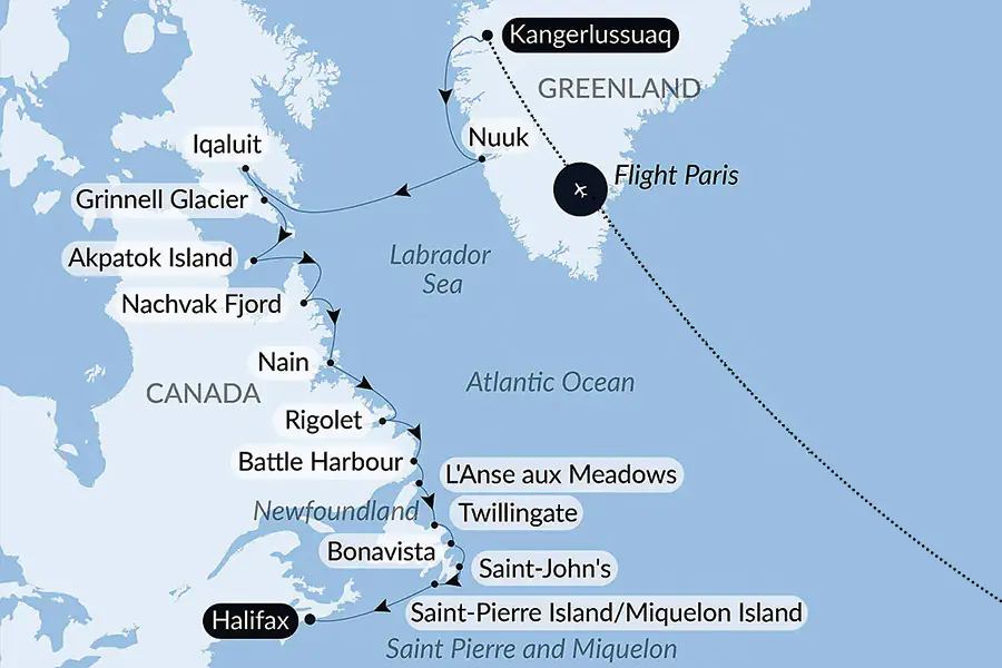 2025-1023-Wilderness from Greenland to the East Coast of Canada-map