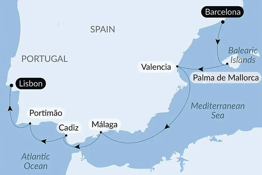 2025-1205 ponant-Cruising Southern Spain and Portugal – with Smithsonian Journeys-map