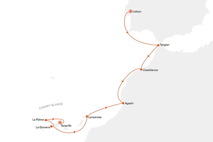 2026-0106 Lisbon – Tenerife African flair and Canarian charm-map