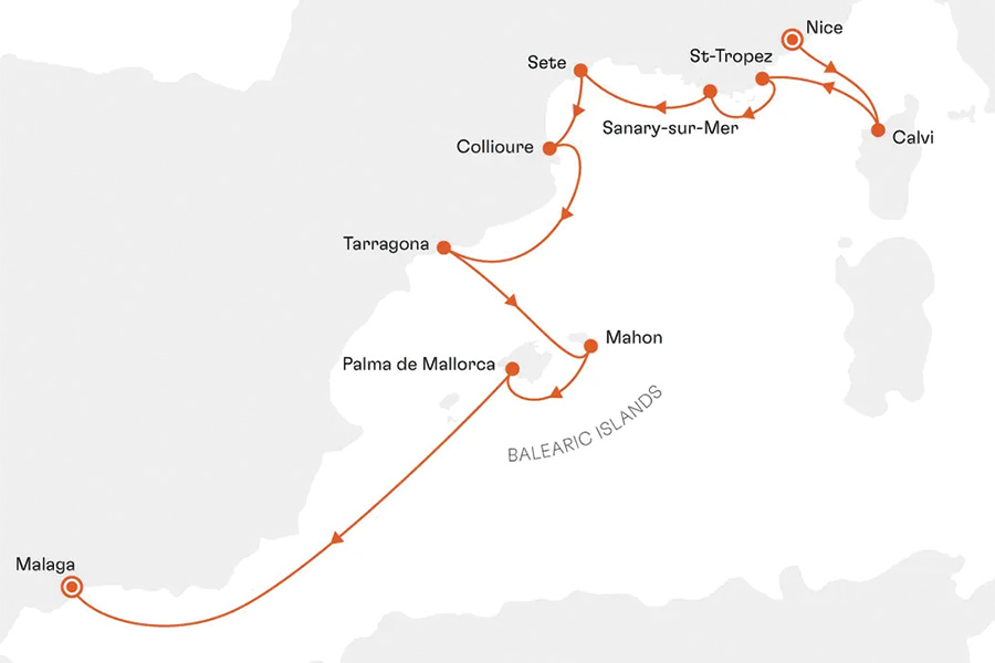 2026-0109 Nice – Malaga Highlights of the French Riviera and the Balearic Islands-map