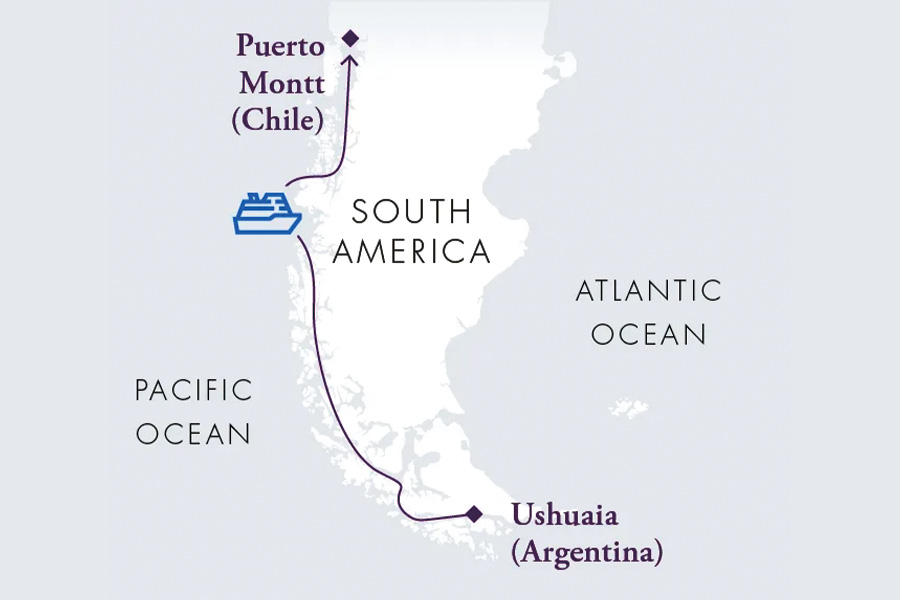 2026-0505-Patagonia & Chilean Fjords-2026-27-28-Reverse Itinerary (Northbound)-map