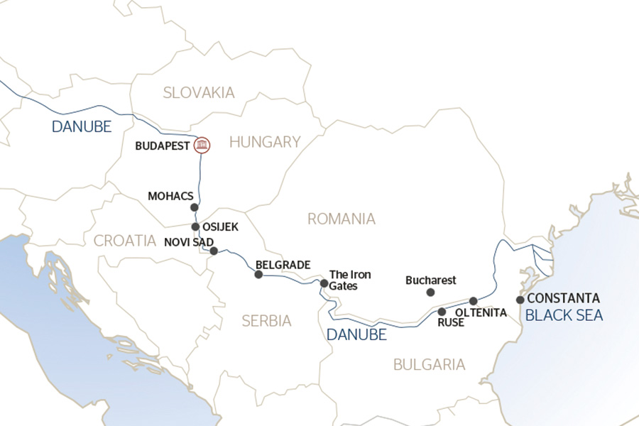 2026-0513-Along the Danube, the Balkan peninsula and Budapest (port-to-port cruise)-map