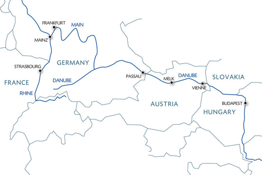 2026-0513-Trans-European cruise from Budapest to Strasbourg (port-to-port cruise)-map