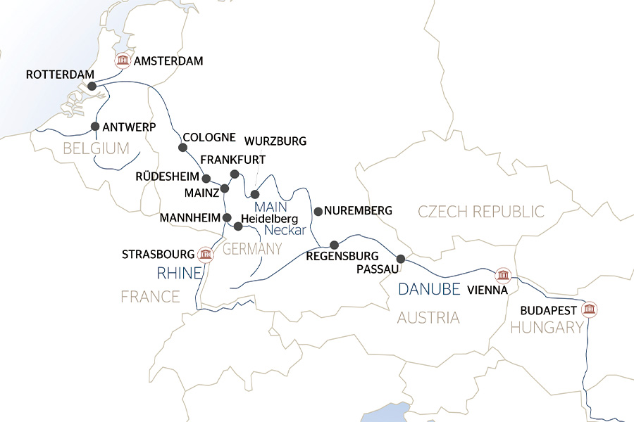 2026-0514-Springtime in Holland, the Romantic Rhine Valley and the Danube-map