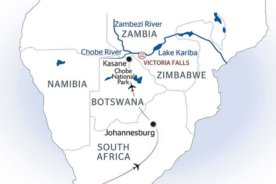 2026-0519-South Africa, Botswana, Namibia, Zimbabwe with extended stay at the Cape Peninsula -map