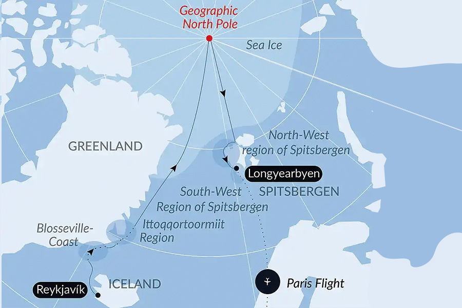 2026-0528-The Geographic North Pole and the east coast of Greenland-map