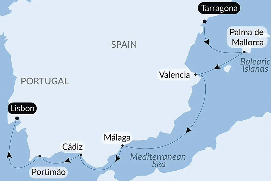 2026-0702-Cruising Southern Spain and Portugal – with Smithsonian Journeys-map