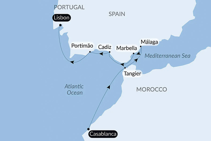 2026-0702-ponant-Cruising from Morocco to Spain’s Andalusian Coast – with Smithsonian Journeys-map